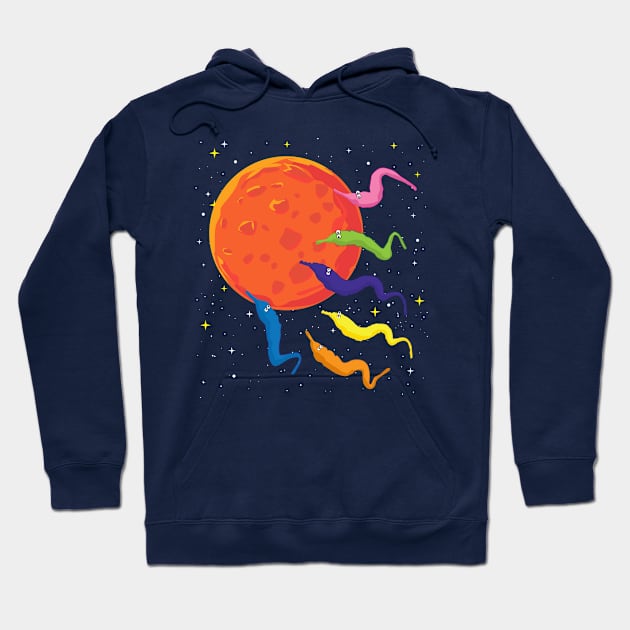 Worms Attack Mars Hoodie by andantino